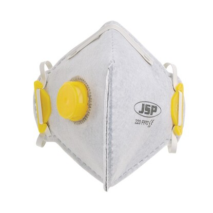 JSP - Disposable Verticle Fold Flat Mask FFP2 - 223 - Odour Valved - Box Of 10
