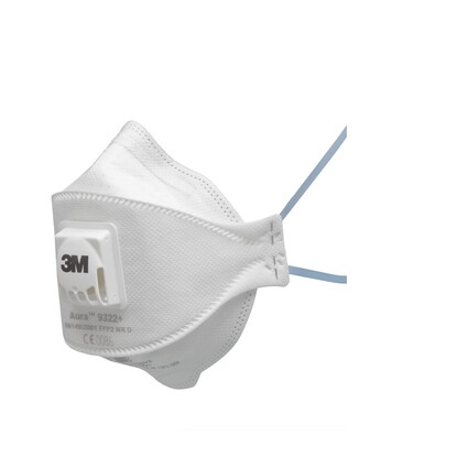 3M 9322+ Aura FFP2 Flat Fold Valved Dust/Mist Respirator - Box of 10