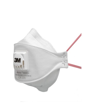 3M 9332+ Aura FFP3 Flat Fold Valved Dust/ Mist/ Metal Fume Respirator - Box of 10