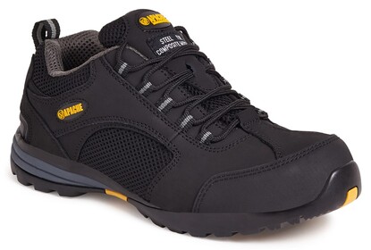 Black Leather/Mesh Safety Trainer With Mid-Sole - S1P SRA 