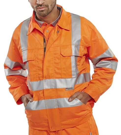 Rail Spec Polycotton Hi Viz Jacket - Conforms to GO/RT 3279