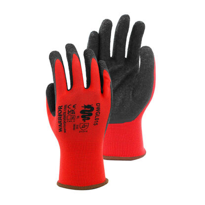 Warrior DWGL015 Black 13G Polyester Liner Latex Glove
