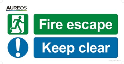Show details for Fire Escape Keep Clear (Blue/Green) 600mm X 300mm Photoluminescent