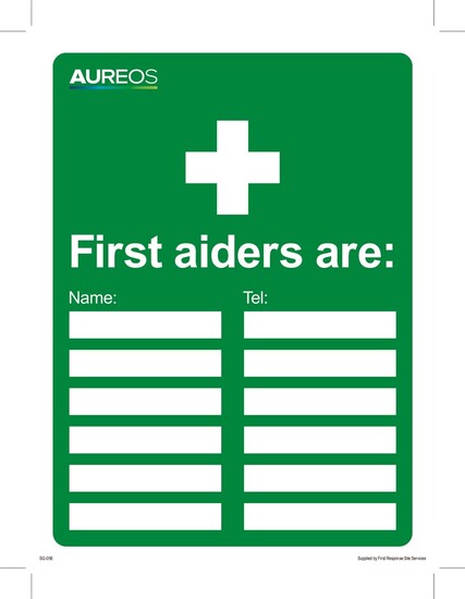 Picture of First Aiders Are 150mm X 200mm Photoluminescent