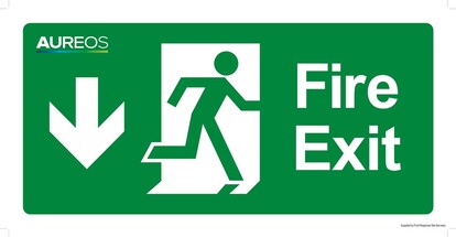 Show details for Fire Exit (Down Arrow) 600mm X 300mm Photoluminescent