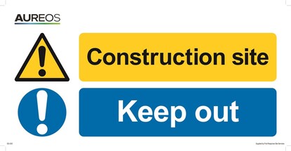 Show details for Construction Site Keep Out (Yellow/Blue) 600mm X 300mm