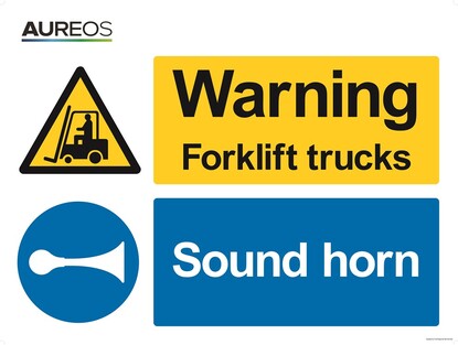 Show details for Warning - Forklift trucks - Sound horn 1200mm X 900mm 