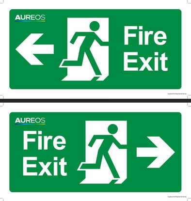 Show details for Fire Exit (Left+Right Arrow) Double Sided 600mm X 300mm Photoluminescent