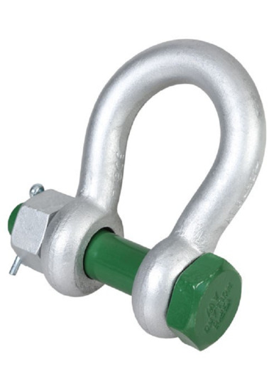 Green Pin Bow Shackle (Grade 6) c/w Safety Nut & Bolt Pin